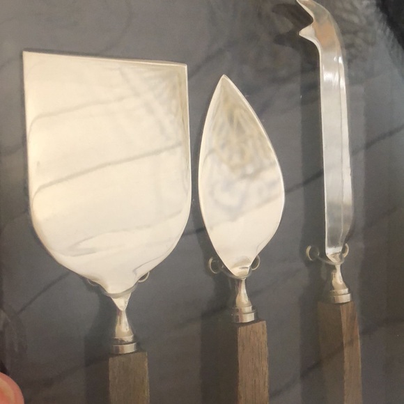 New Set of 3 Cheese Knives with Wood Handles Crafted in India - Picture 5 of 6